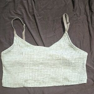 Aerie Green Ribbed Sleeveless  Crop Top